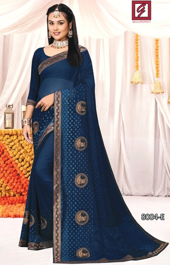 Gauripati Saree Simar Fabric Navy Blue